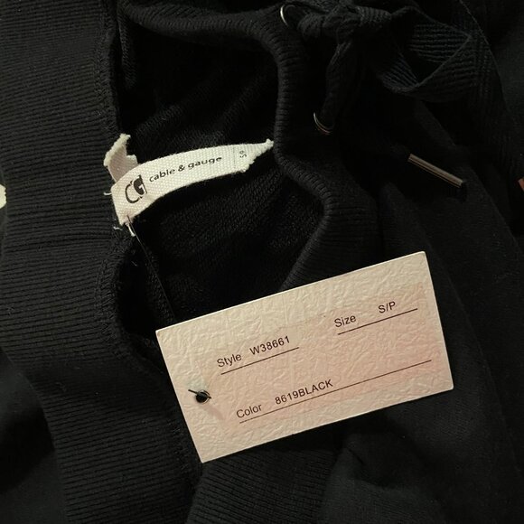 CABLE & GAUGE Women's Black Ripped Ankle Drawstring Sweatpants -Size Small - NWT - Picture 4 of 4